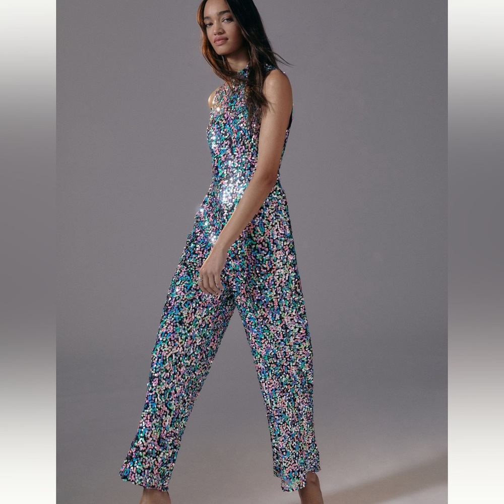 Incredible NWT Anthropologie Hutch sequin jumpsuit; size XS runs slightly large